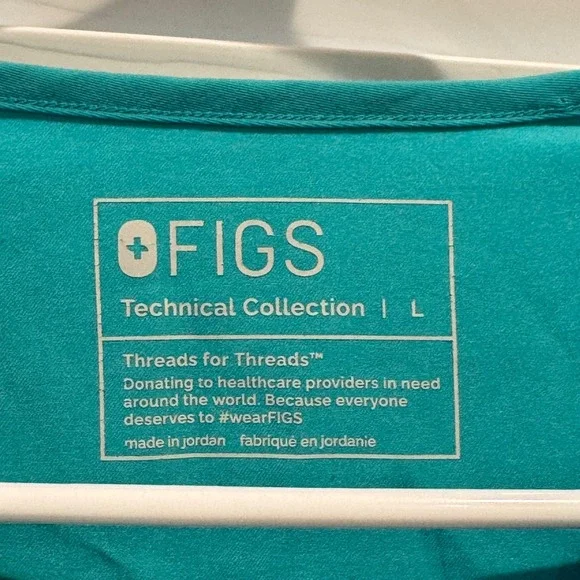 FIGS Scrub Set Womens L Catarina Top Zamora Jogger Pants Teal Blue Drawstring - Picture 2 of 8